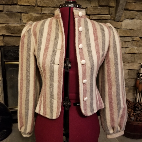 Vintage Jackets & Blazers - Gorgeous Wool Vintage 70s Striped Jacket